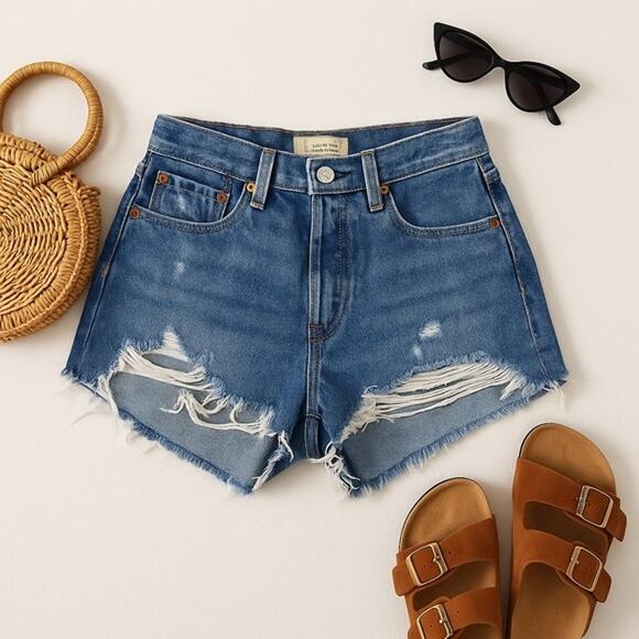 Levi’s Premium Distressed High Rise Denim Shorts W28 - Picture 7 of 7